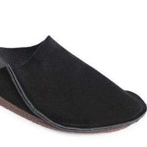 Black Seam-Accent Leather Mule